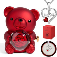 Cute Teddy Bear with Preserved Rose Gifts for Mom,Romantic Rose Flower Bear Tedd