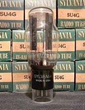 SYLVANIA 5U4G TUBE 1947 FULL WAVE RECTIFIER RIBBED PLATES BOTTOM D GETTER NIB