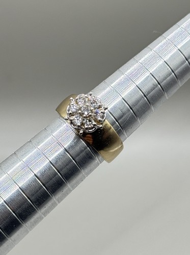 VTG 14k 585 Yellow Gold .35ctw Natural Diamond Cluster Cigar Band Ring Size 6.5 - Picture 11 of 11