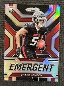 2022 Panini Prizm Drake London Emergent Silver Holo Prizm Rookie Falcons RC #E-5