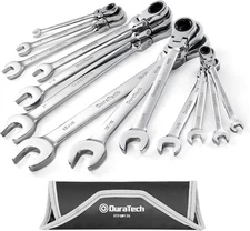 DURATECH Flex-Head Ratcheting Combination Wrench Set, 13-Piece SAE, Silver 