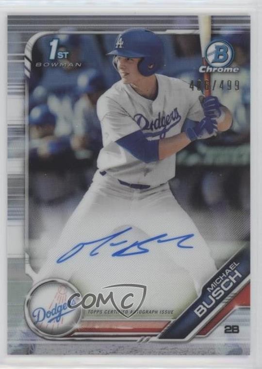 2019 Bowman Draft Chrome Pick Refractor 486/499 Michael Busch #CDA-MB Auto 3ir