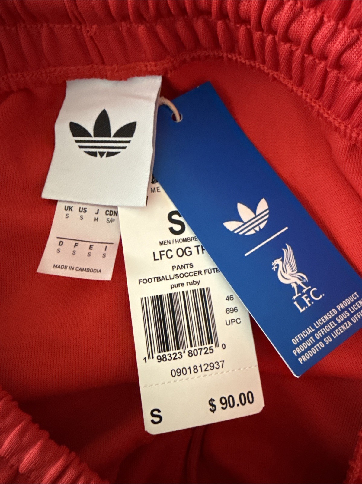NEW Men's S SMALL Adidas Originals RUBY RED Liverpool FC Track Pants New JZ0139 image 6