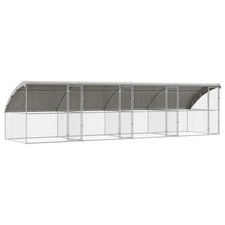 Dog Kennel with Storage Silver Galvanised steel Outdoor Housing Shelter  vidaXL
