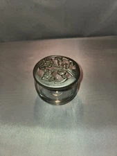 Vintage 1990  Potpourri Jar Pewter Lid With Flowers