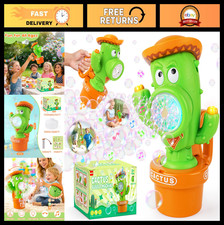 Automatic Cactus Bubble Machine with Music  Lights - Portable Bubble Blower for