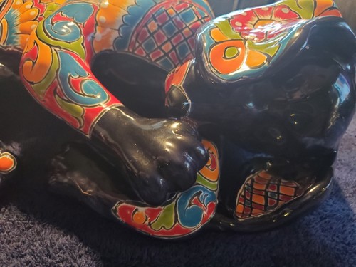 Talavera Blue Sleeping Houndog 18x9x5 Mexico Handmade,Signed Gerardo Table Piece - Picture 21 of 24