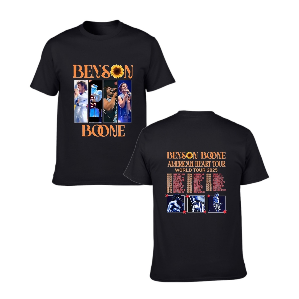 Benson Boone American Heart Tour Merch T-Shirt with Date