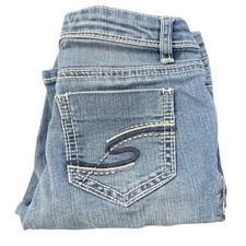 Wishful Park Girl's Jeans Bootcut Blue Denim Size 8 Embellished Pockets