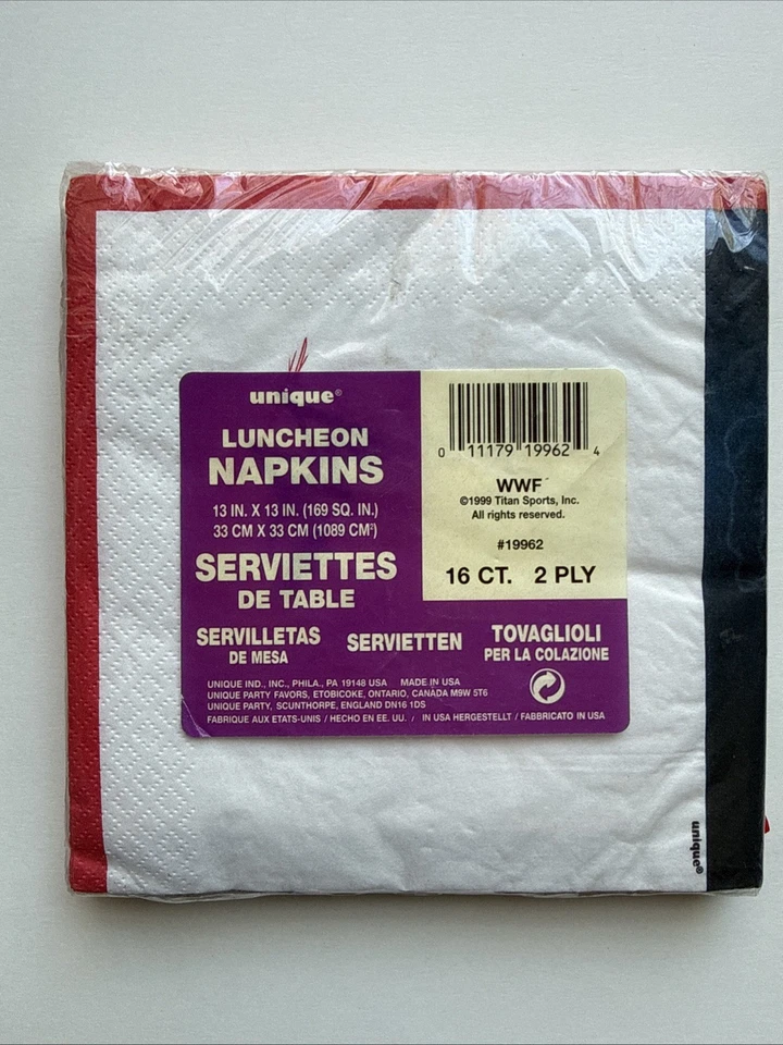 WWF уникальный обед салфетки совершенно новый нераспечатанный 1999 Titan Sports 16 карат 2 слоя - Изображение 2 из 4