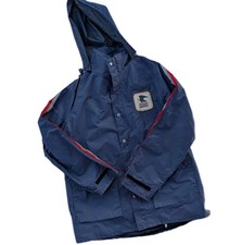 Vintage 1970s USPS Rain Jacket Reflective Postman Uniform Coat Navy Size Medium