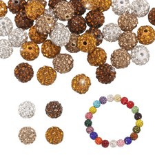Rhinestone Beads, 10mm 100Pcs White/Crystal Yellow/Golden/Brown