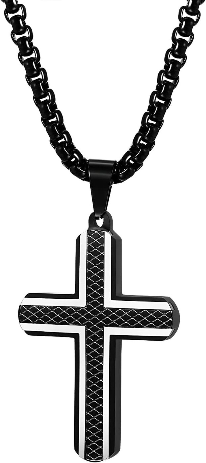 Herren Plain Kreuz Halskette: Vintage Kreuz Anhänger mit Weizenkette Christliche