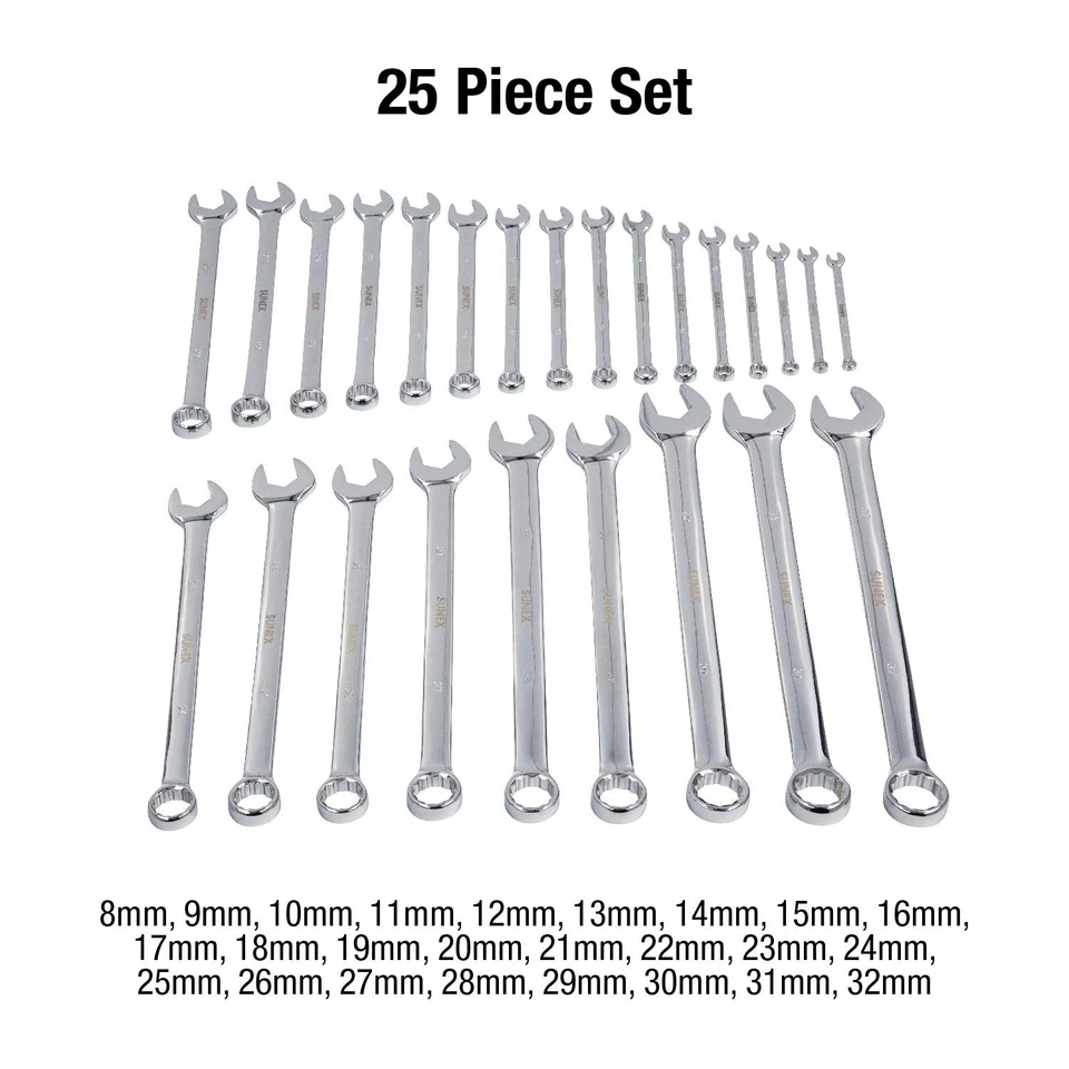 Sunex Tools 9917MPRA Metric V-Groove Combination Wrench Set 8mm - 32mm Fully - Image 2 of 4