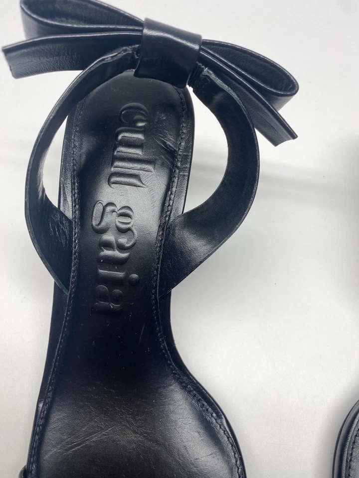 Sandalias de tacón Cult Gaia para mujer 50 mm Tyla de cuero negro con lazo talla 8 Foto 3 de 4