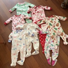 Lot Of 8 Carter s 12M Fleece Footed Pajamas Sleepers Bundle Christmas Holiday