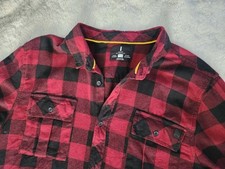 Jeans By Buffalo Red Black Plaid Check Mico Flannel Shirt Men's Size XXL Button
