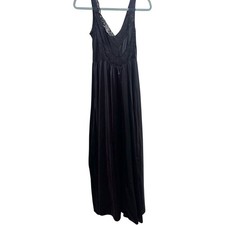 VTG Undercover Wear Black Lace Trim Maxi Fitted Lingerie Nightgown Size S/M