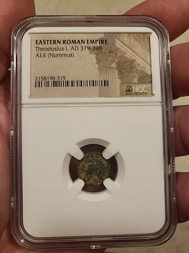 EASTERN ROMAN EMPIRE Theodosius I, AD 379-395, AE4 Nummus NGC Certified [R8C22]
