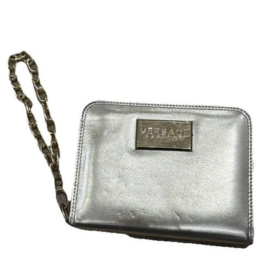 Versace Parfum Perfume Zip Around Gold Wallet Clutch Bag Chain Travel Wristlet