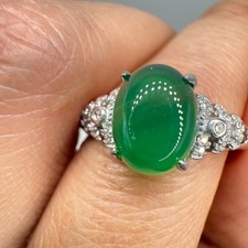 925 Sterling Silver Ring 9x7mm Green Natural Emerald Gemstone Zircon Women Cute