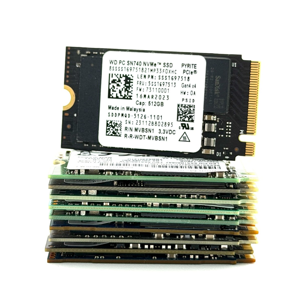 Lot of 10: 512GB M.2 PCIE NVME 2242 SSD Major Brands | Very Good