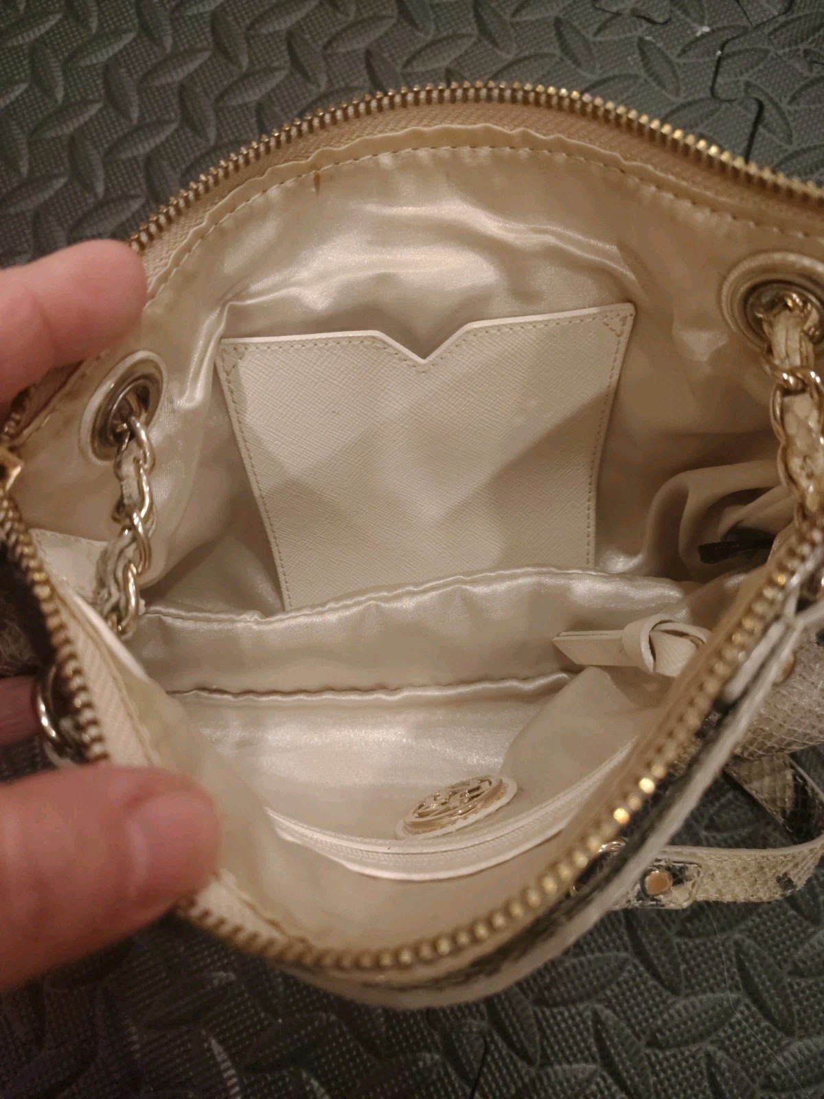 DKNY Metallic Embossed Python Genuine Leather Pur… - image 13