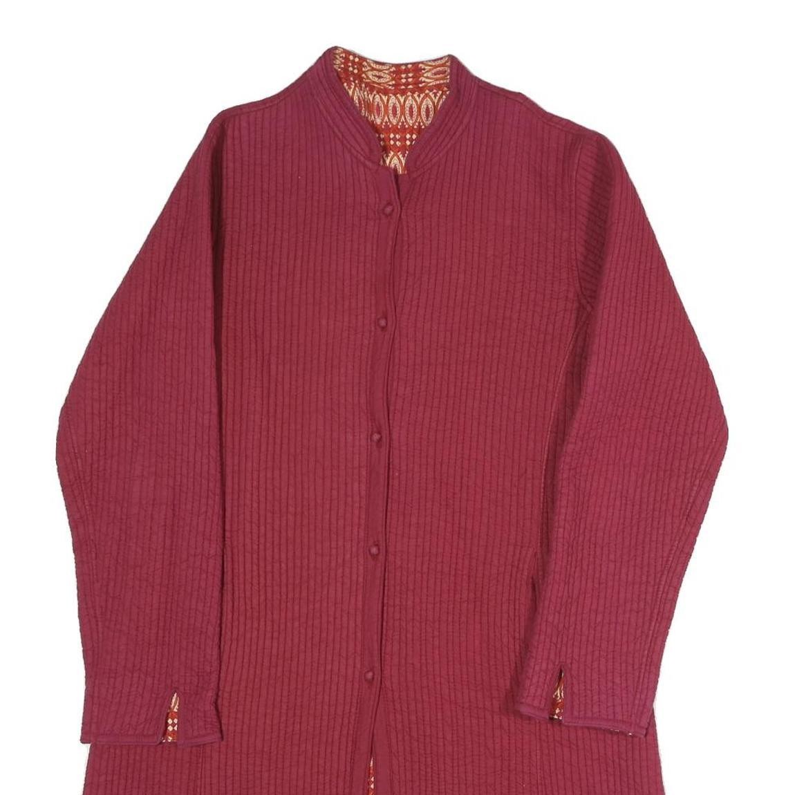 Womens Red Polyester Blend Button Jacket L Plain … - image 2