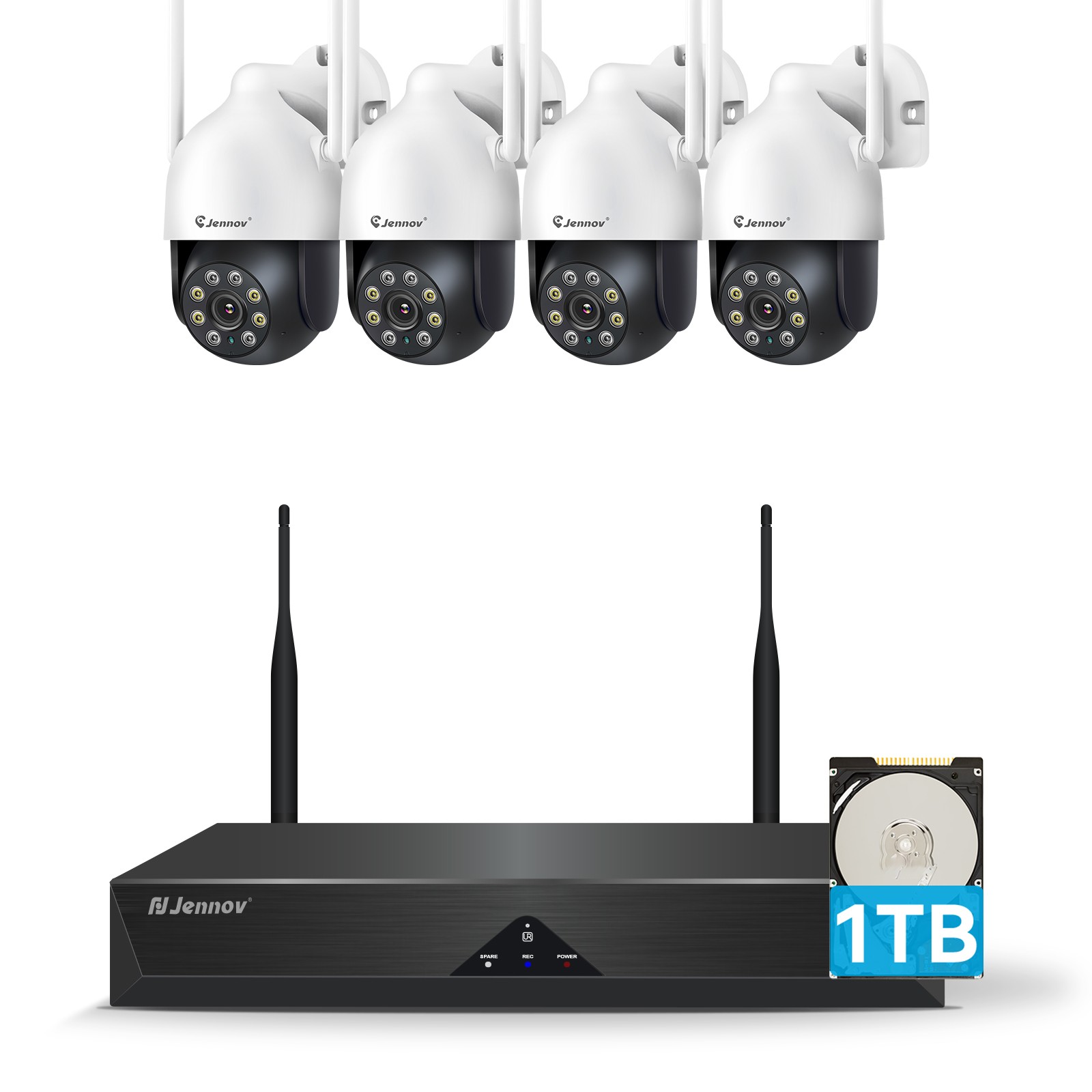 JENNOV 5MP Wireless Home Security Camera System WiFi Outdoor 360&deg; PTZ 10CH NVR