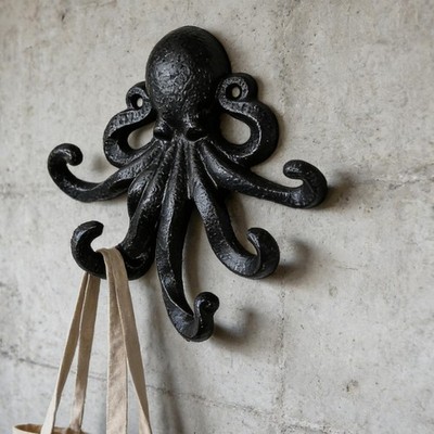 Cast Iron Octopus Wall Hook Metal Wall Art Decor Retro Rustic Multipurpose Key