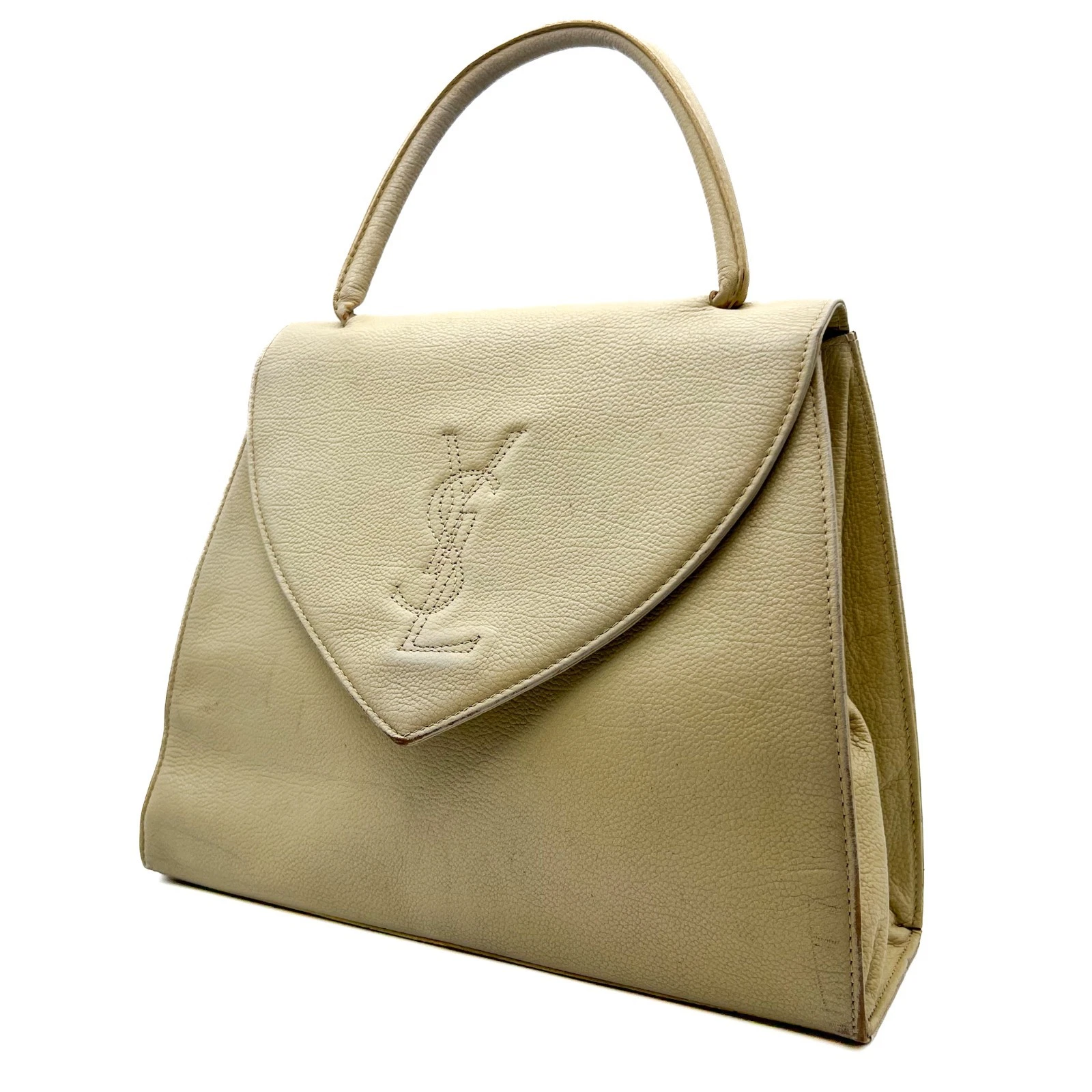 SAINT LAURENT (YSL) Borsa a mano Saint Laurent Cassandra YSL in pelle avorio oro autentica