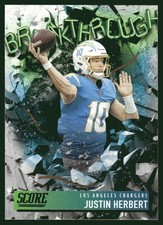 2021 Score #B10 Justin Herbert Breakthrough RC NFL Football