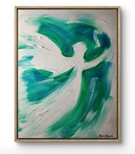 Original Art Angel 14x11 Colorful Modern Art Christmas Painting on Canvas