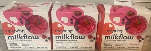 3X UpSpring Milkflow Berry Flavor 16ct/Box Breast Milk Supplement Best By 11/26