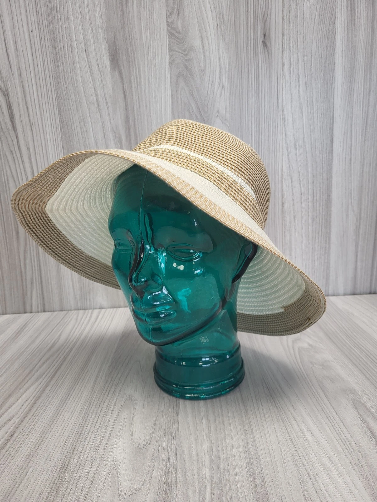 Dents 1777 Vintage Beige Two Tone Wide Brim Sun Hat One Size. PK