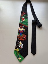 Vintage Looney Tunes Silk Neck Tie Golf Bugs Bunny Taz 90 s Silk