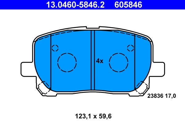 Plaquettes de frein à disque ATE 13.0460-5846.2 pour système de freinage OE 04465-020