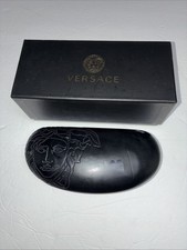 Versace Sunglasses Case Black With Gold Text Hard Clam Shell Case - case only