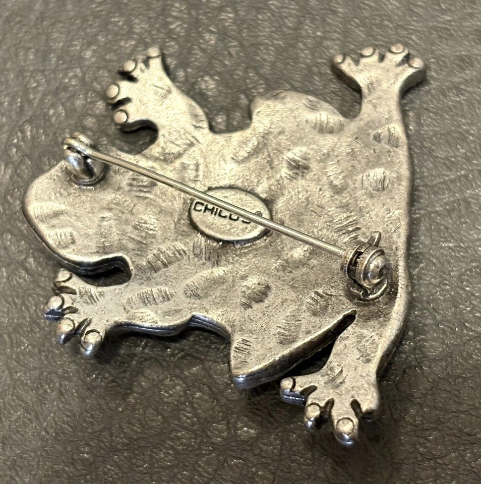 Chico's Green Enamel Frog Modernist Artsy Artisan Style Pin Brooch - Image 4 of 4