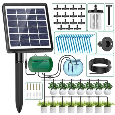 Kit Arrosage Automatique Solaire Goutte à Goutte 15M - Jardin/Balcon/Vacances - Photo 1/4