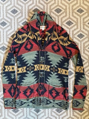 Ralph Lauren Aztec Navajo Southwestern Strickjacke Pullover Baumwolle M passt S