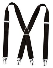 Solid Skinny Suspenders X Shape for Men with Elastic Band 064-black clip