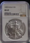 1999 US Silver Eagle $1 NGC MS69