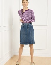 TALBOTS 2024 Montauk Wash Denim A-Line Classic Jean Mini Skirt Sz 8 NWT
