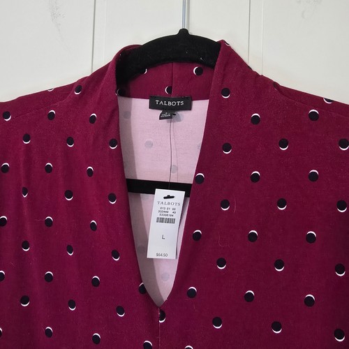 Talbots Stricktop VNeck Punktemuster Burgunderrot 3/4 Ärmel Stretch Neu mit Etikett Größe Large - Bild 7 von 10