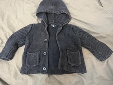 Baby gap granatowy dzianinowy kardigan z kapturem 6-12m