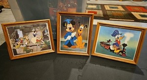 Disney 3 - 8×10 Framed Art Snow White Mickey Mouse Pluto Donald Duck