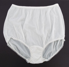 Vintage 1970s Texsheen White Sheer Nylon Granny Panties Size 9 Mushroom Gusset
