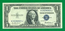 $1 1935-F 1 A/J BLOCK BLUE SEAL SILVER CERTIFICATE CU.