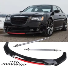 Front Bumper Lip Spoiler Splitter Body Kit Black+ Red For Chrysler 300 300s 300c